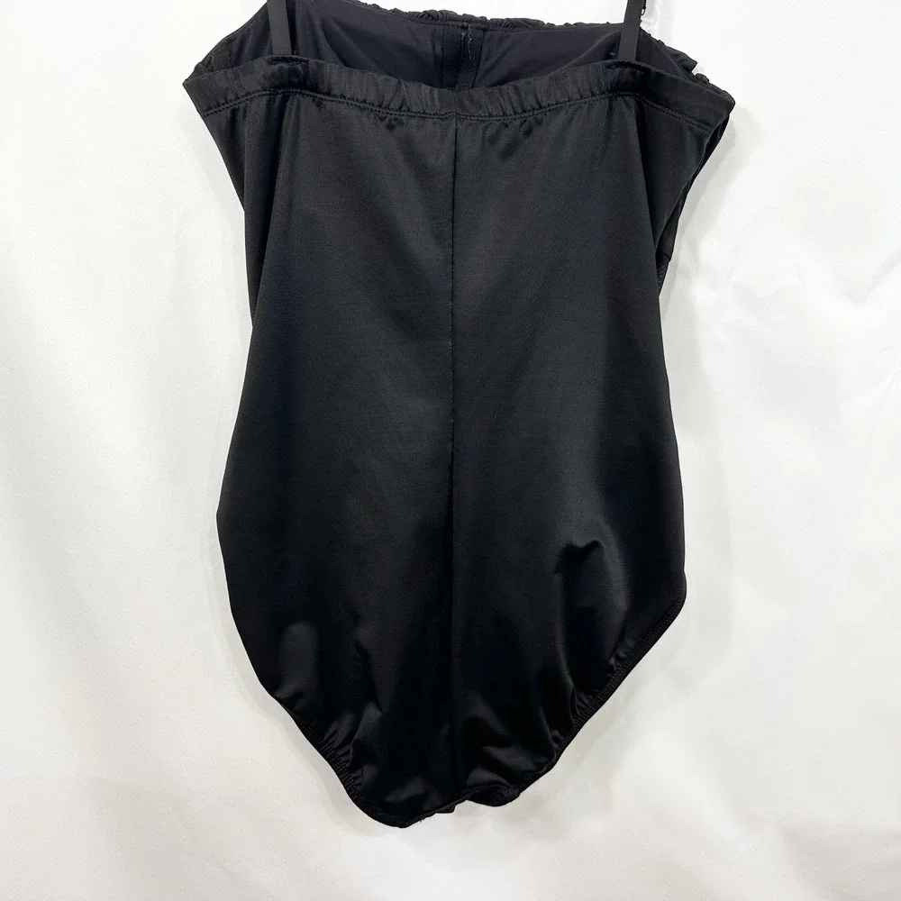 Miraclesuit Black One Piece Swimsuit Ruched Tummy Control Bandeau Tank 348